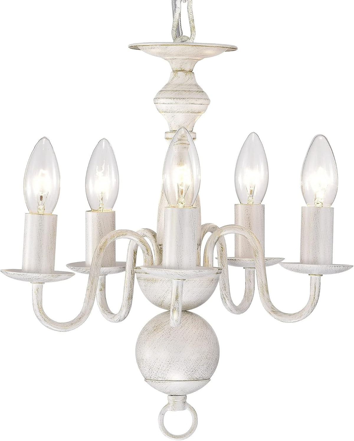 White Chandelier Small Rustic Chandeliers Farmhouse Metal Chandeliers 5 Light French Country Chandelier Lighting for Entryway,Foyer,Dining Room and Living Room