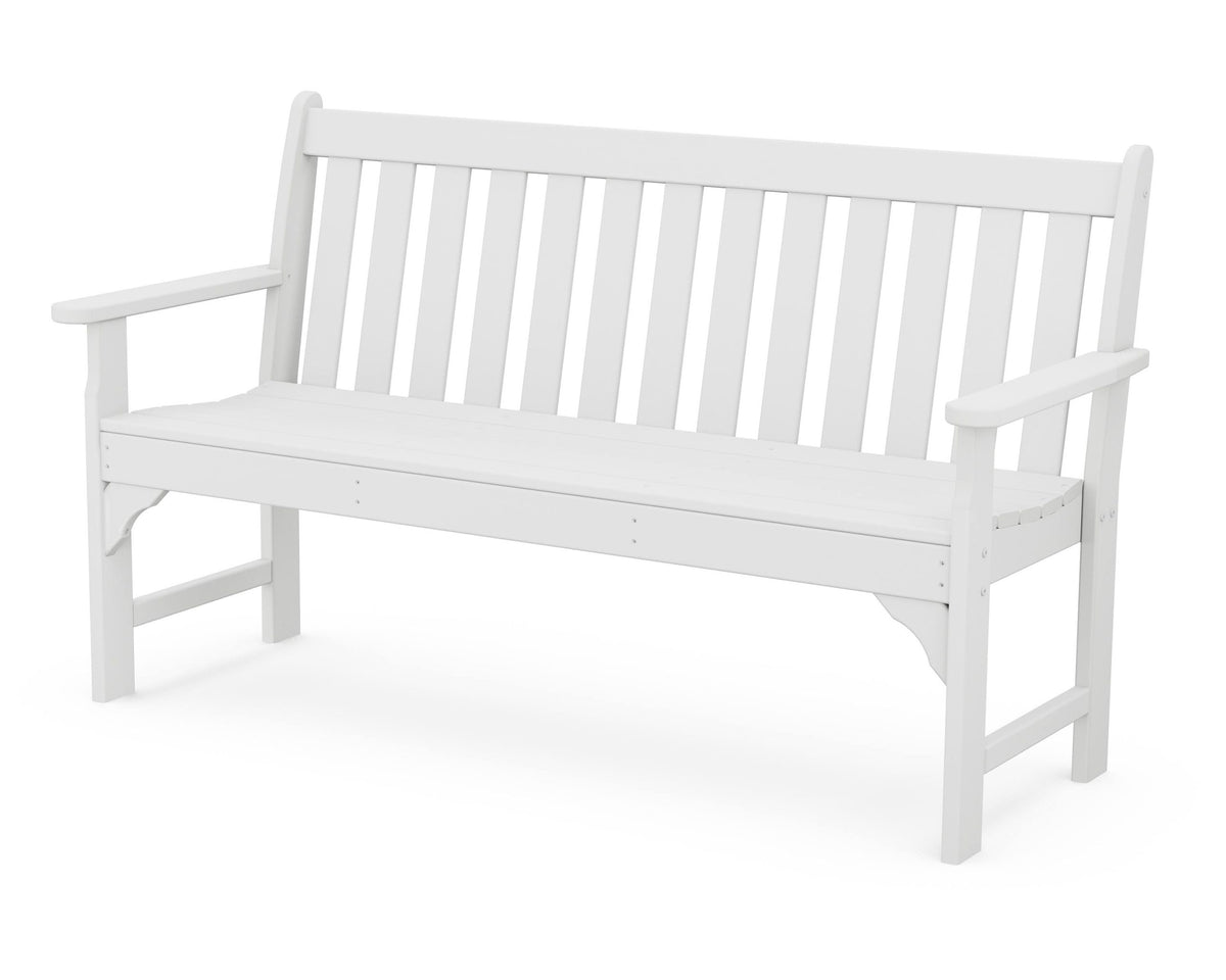 POLYWOOD Vineyard Recycled Plastic Garden Bench, Size: 60 inch, White