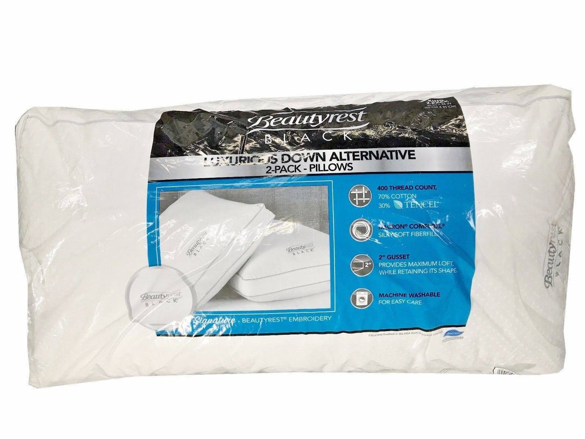 Beautyrest Black Luxurious Down Alternative Pillow, King – 2 pack