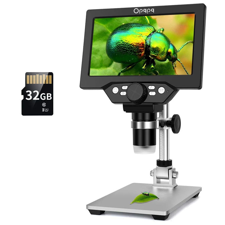 7 LCD Digital Microscope,Opqpq 1200X Coin Microscope with 32GB Card, Soldering Electronic Microscope with 12MP Camera, LED Fill Lights, Wired Remote, PC View, Windows/Mac OS Compatible