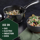 HexClad 1 Quart Hybrid Pot with Glass Lid – Non Stick Saucepan, Easy to Clean, Dishwasher & Oven Safe – Perfect for Making Sauces, Reheating Soups, Stocks, Cooking Grains