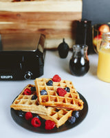 KRUPS Belgian Waffle Maker, Waffle Maker with Removable Plates, 4 Slices, Silver/Black