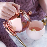Pinky Up Rose Gold Wrapped Teapot – Tea Clear Glass Pot with Infuser Strainer and Tea Kettle for Loose Tea, 24 Oz