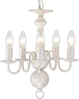 White Chandelier Small Rustic Chandeliers Farmhouse Metal Chandeliers 5 Light French Country Chandelier Lighting for Entryway,Foyer,Dining Room and Living Room