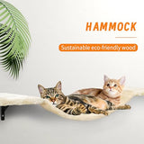 Wall-Mounted Cat Climber Set with Climbing Shelves, Perches, Bridge,Hammock,Scratching Board & Ball – 7 Pcs Wood Indoor Cat Furniture for Kittens Play (Beige)