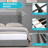 CECER King Size Bed Frame with 4 Storage Drawers, Platform Bed Frame Velvet Upholstered Adjustable Headboard, Solid Metal & Wood Frame Easy Assembly Dark Grey