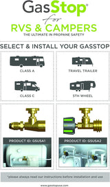 GasStop Propane 100% Emergency Shut-Off Safety Device-for RV ACME type connections