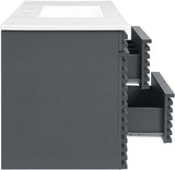 Modway Render 48 MDF and Particleboard Wall-Mount Bathroom Vanity – Gray/White