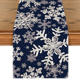 Artoid Mode Navy Blue Snowflakes Christmas Table Runner, Seasonal Winter Holiday Kitchen Dining Table Decoration for Home Party Decor 13×72 Inch