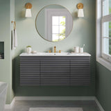 Modway Render 48 MDF and Particleboard Wall-Mount Bathroom Vanity – Gray/White