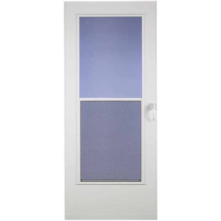 Larson Mobile Home 32-in x 74-in White Mid-View Universal Reversible Wood Core Storm Door | 38005033274