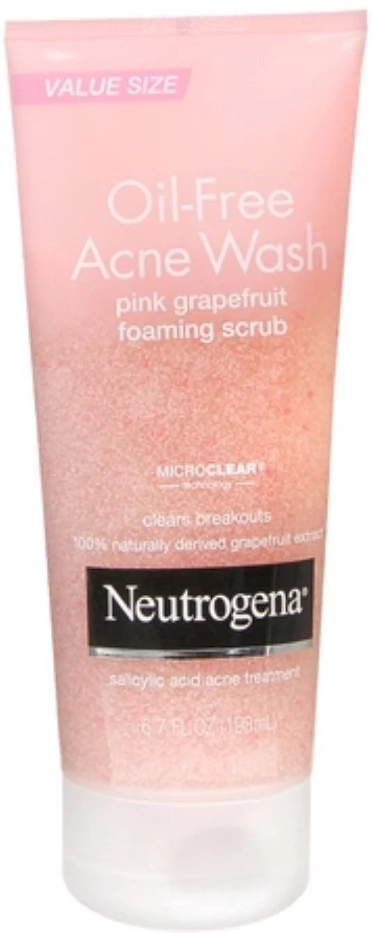 Neutrogena Oil-Free Acne Wash Pink Grapefruit Foaming Scrub 6.70 oz (Pack of 4)