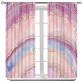 Abstract Marble Curtains,Modern Art Golden Blue Marble Blue Sea Vintage Window Treatment Curtains for Living Room,Marble Kitchen Curtains 27.5x63in,2 Panel Set