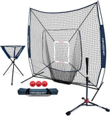 PowerNet 7×7 DLX Practice Net + Deluxe Tee + Ball Caddy + Weighted Balls + Strike Zone Bundle | Baseball Softball Training Equipment